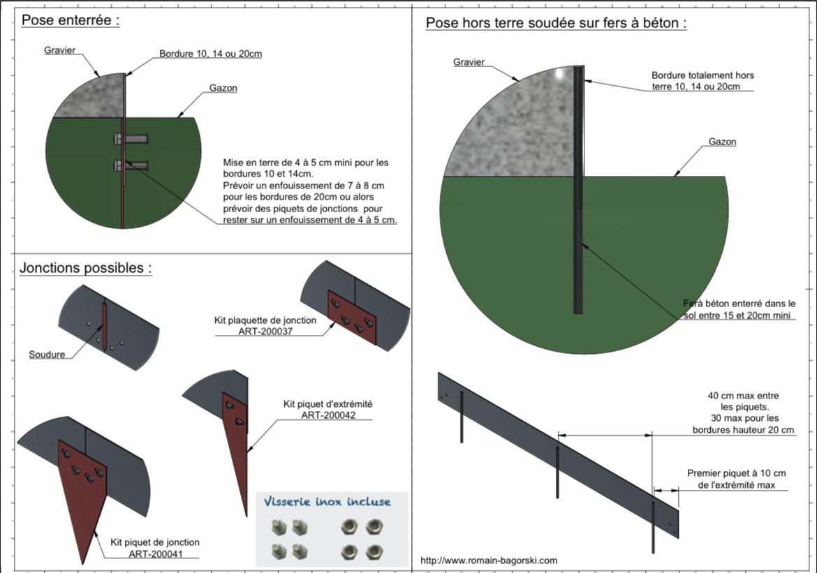 Kit piquet de jonction pour bordures (Vis et écrous inox) – Image 3