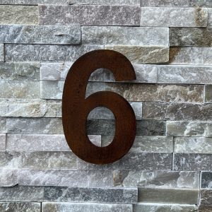 Chiffre 6 pour numéro de maison en acier Corten
