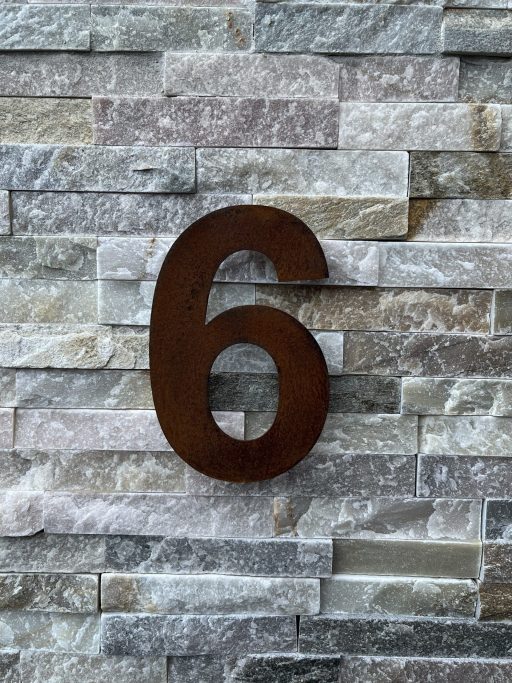 Chiffre 6 pour numéro de maison en acier Corten