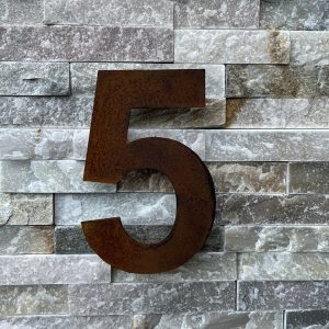 Chiffre 5 pour numéro de maison en acier Corten