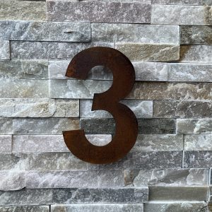 Chiffre 3 pour numéro de maison en acier Corten