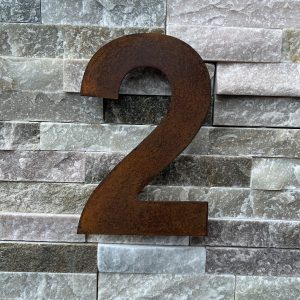 Chiffre 2 pour numéro de maison en acier Corten