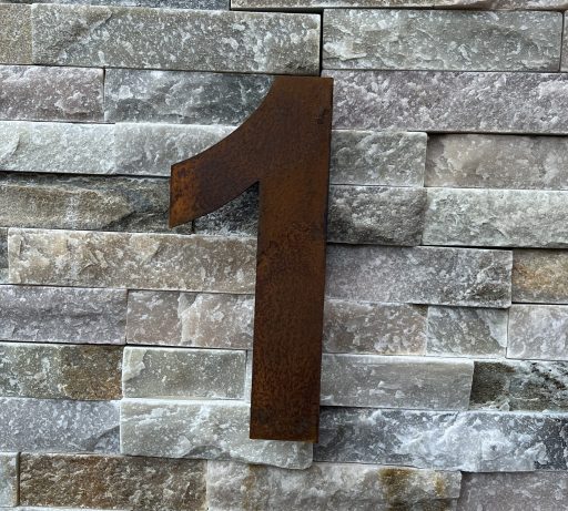 Chiffre 1 pour numéro de maison en acier Corten